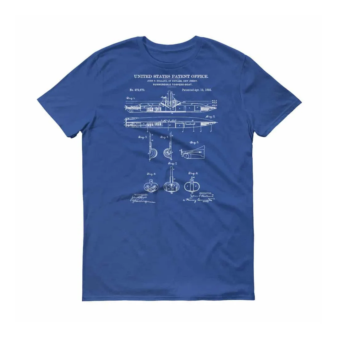 1892 Submarine Patent T-Shirt - Patent t-shirt, Old Patent T-shirt, Vintage Submarine, Naval Art, Sailor Gift, Submarine Shirt, Navy
