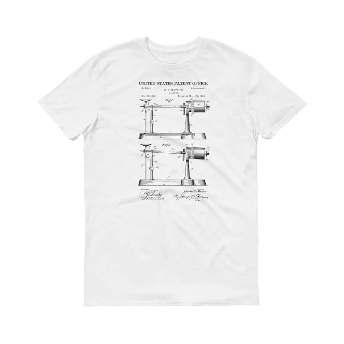 1898 Weight Scale Patent T-Shirt - Patent Shirt, Vintage Tool Shirt, Balance Shirt, Weighing, Instrument Patent, Balance Patent, Scale Shirt