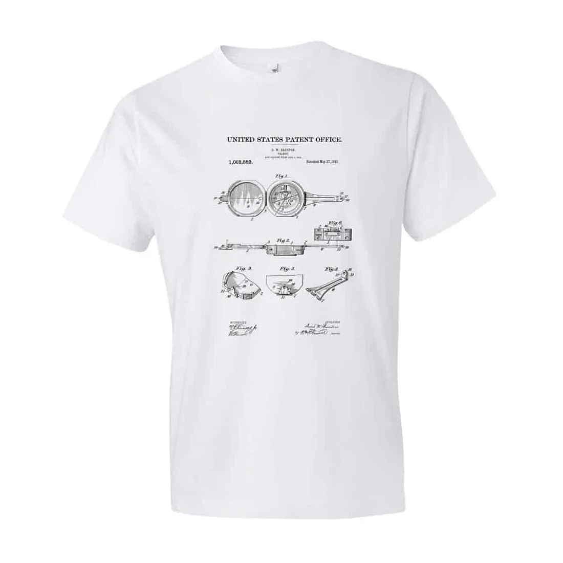 1913 Compass Transit Patent T-Shirt - Patent Shirt, Vintage Tools, Old Patent T-shirt, Vintage Instruments, Orienteering, Boy Scout Compass