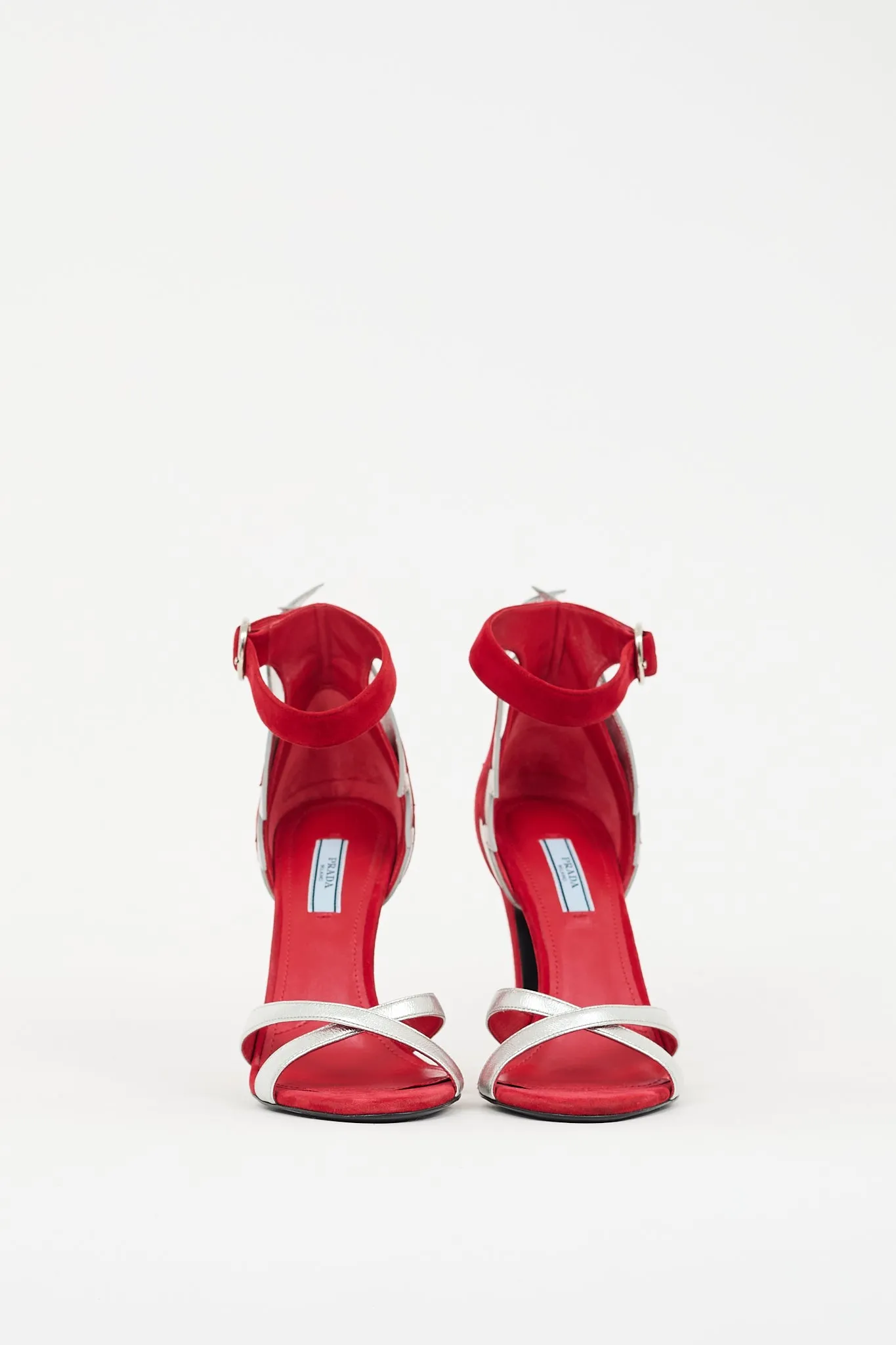 2019 Red Suede & Silver Leather Lightning Bolt Heel