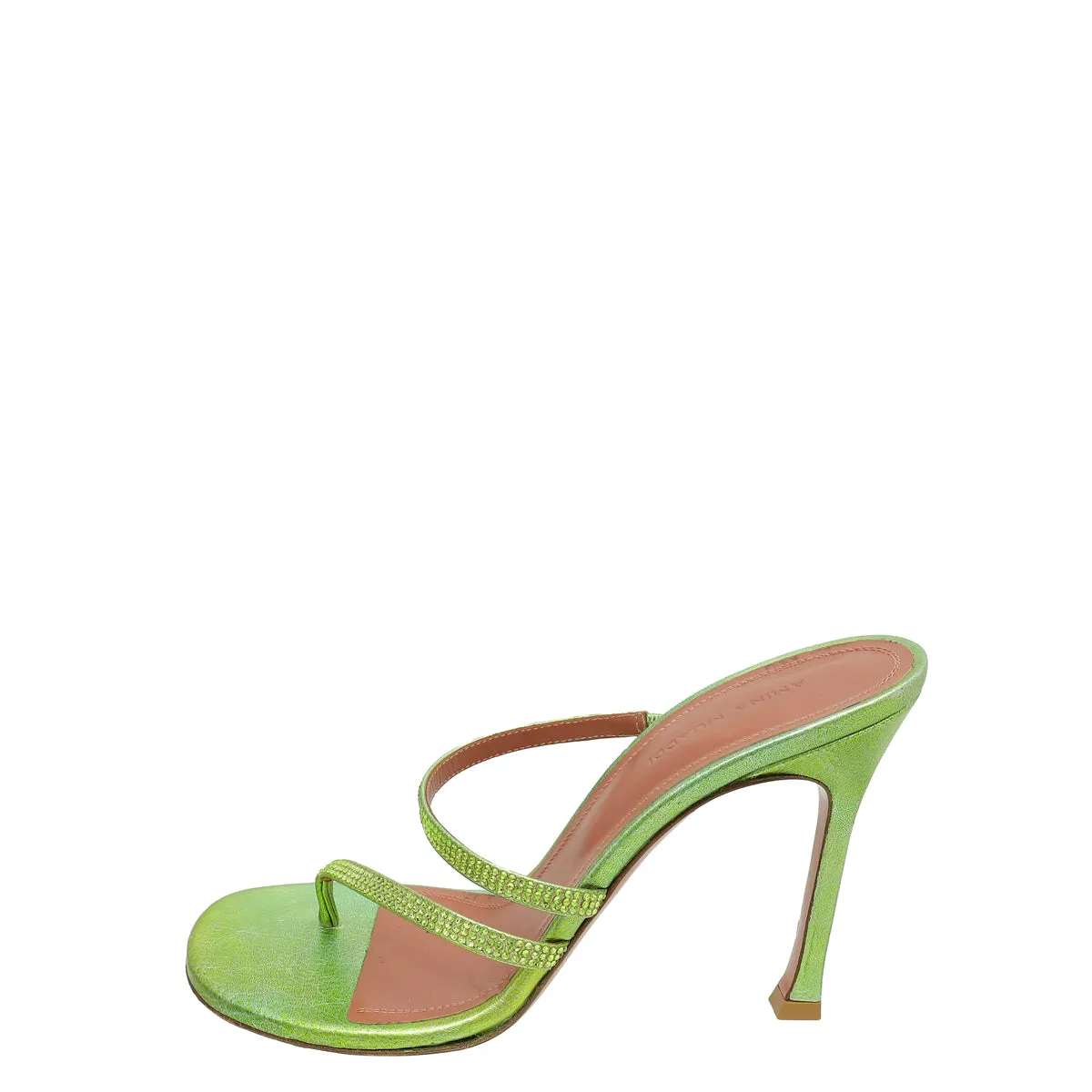 Amina Muaddi Apple Green Ami 105 Sandal 37.5