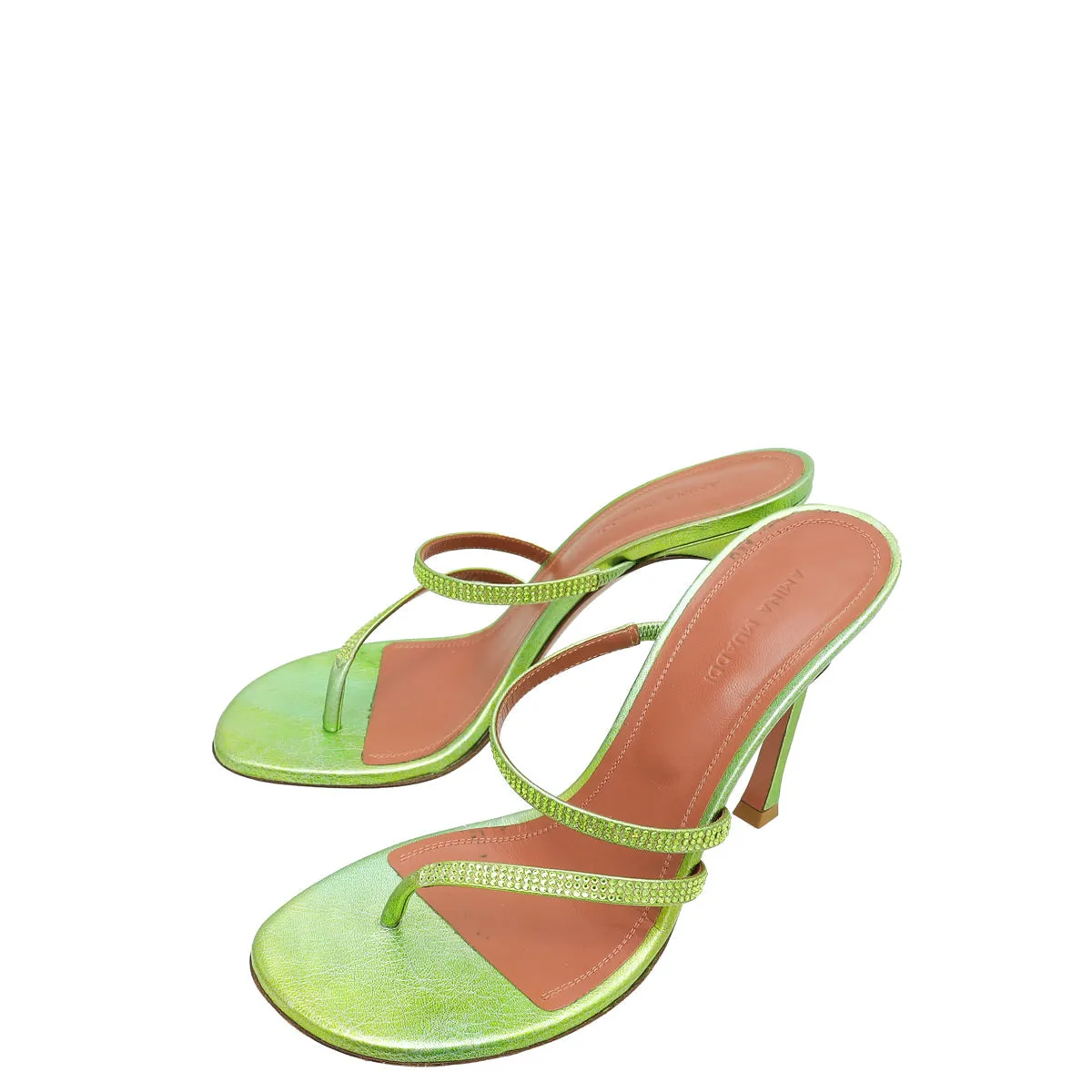 Amina Muaddi Apple Green Ami 105 Sandal 37.5