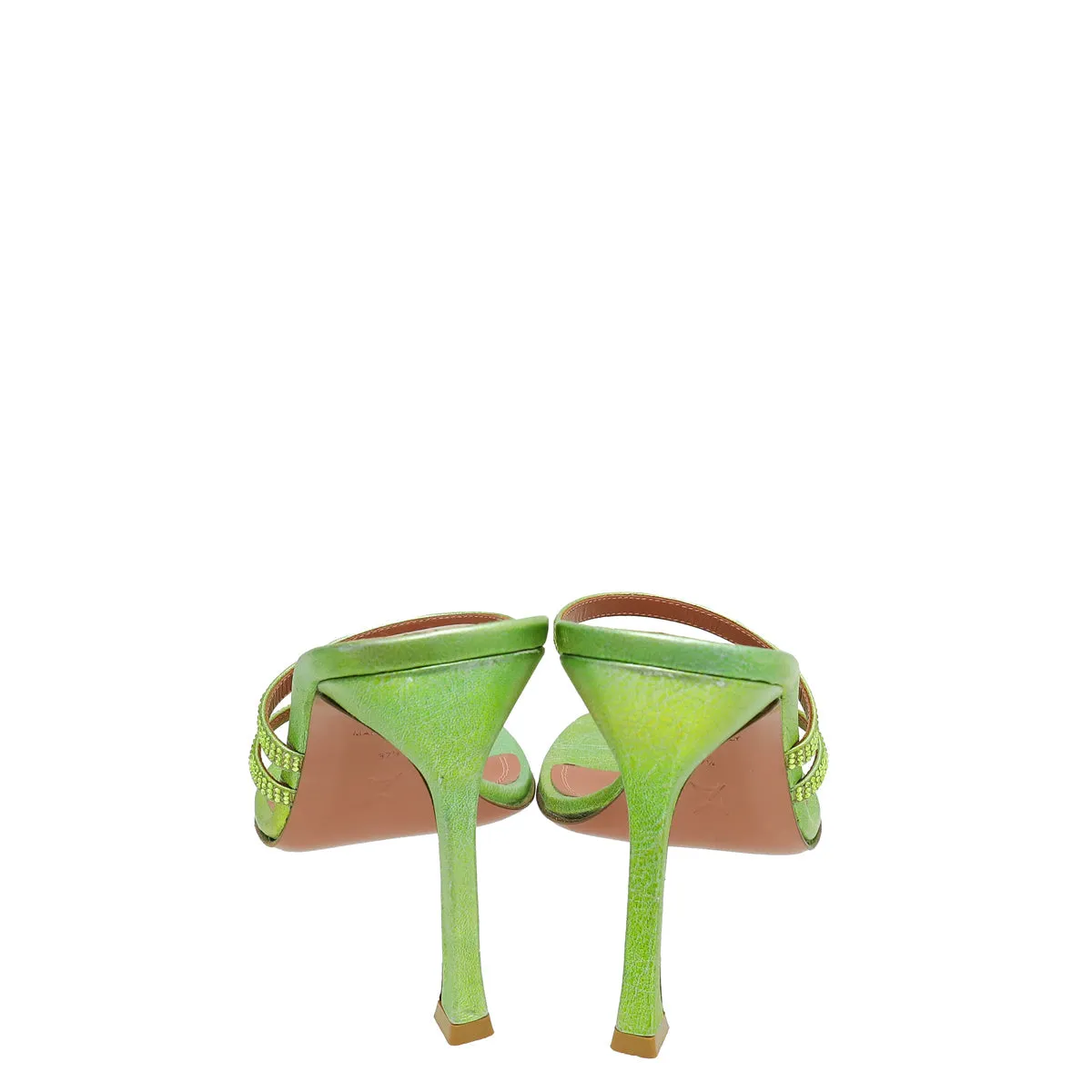 Amina Muaddi Apple Green Ami 105 Sandal 37.5