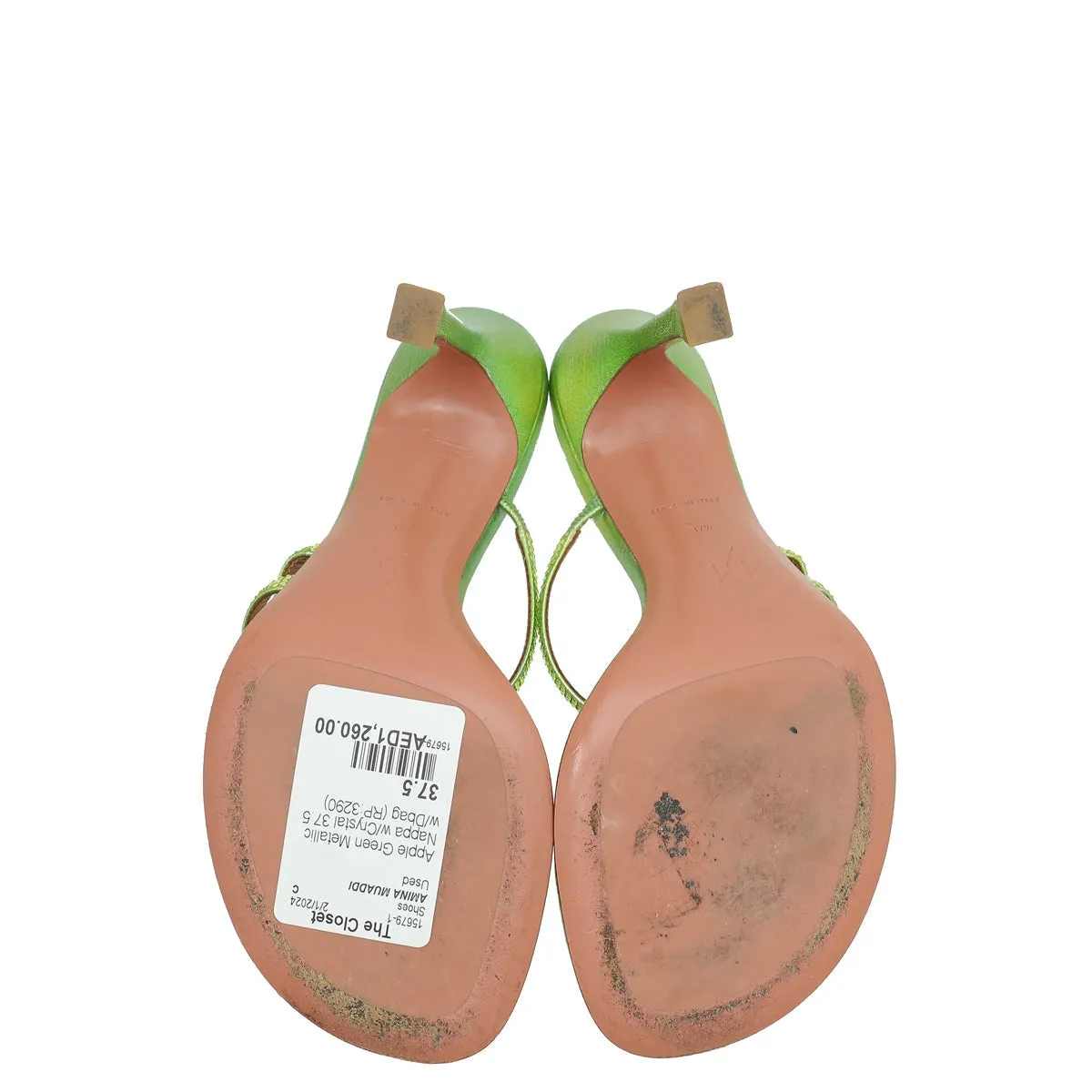 Amina Muaddi Apple Green Ami 105 Sandal 37.5