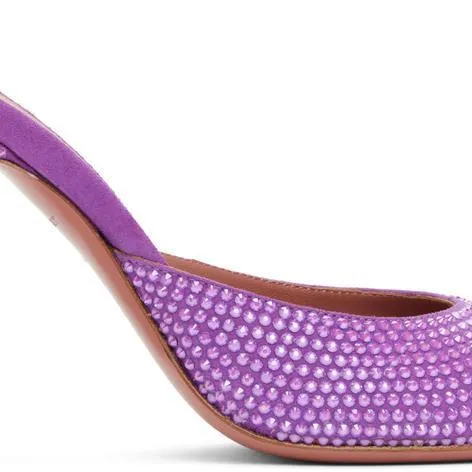 Amina Muaddi Purple Emili Slipper Heels