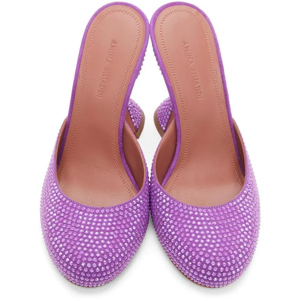 Amina Muaddi Purple Emili Slipper Heels