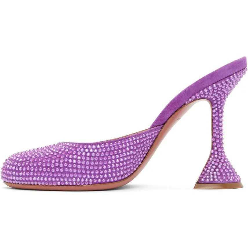 Amina Muaddi Purple Emili Slipper Heels