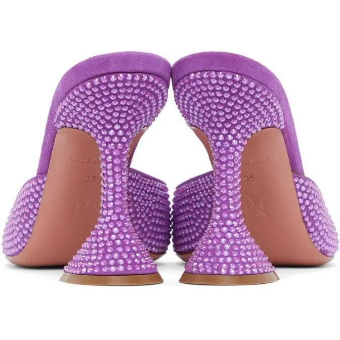 Amina Muaddi Purple Emili Slipper Heels