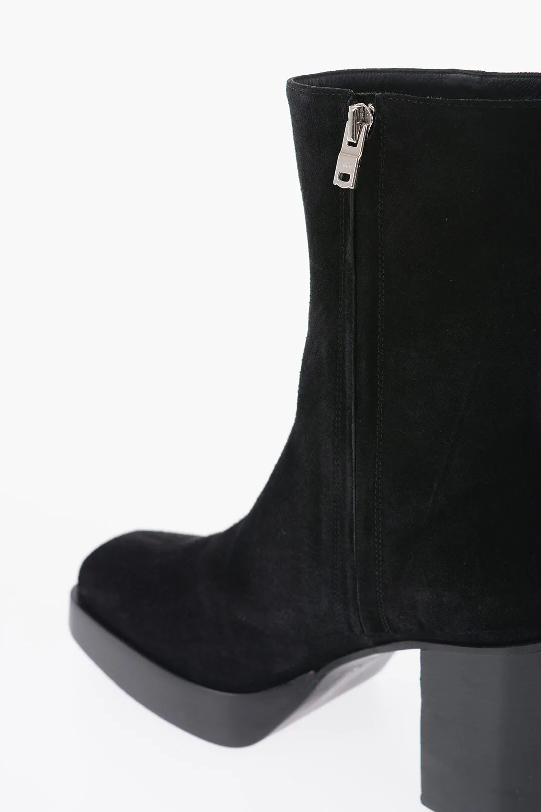 Amiri Square Toe Sueede Booties Heel 10cm