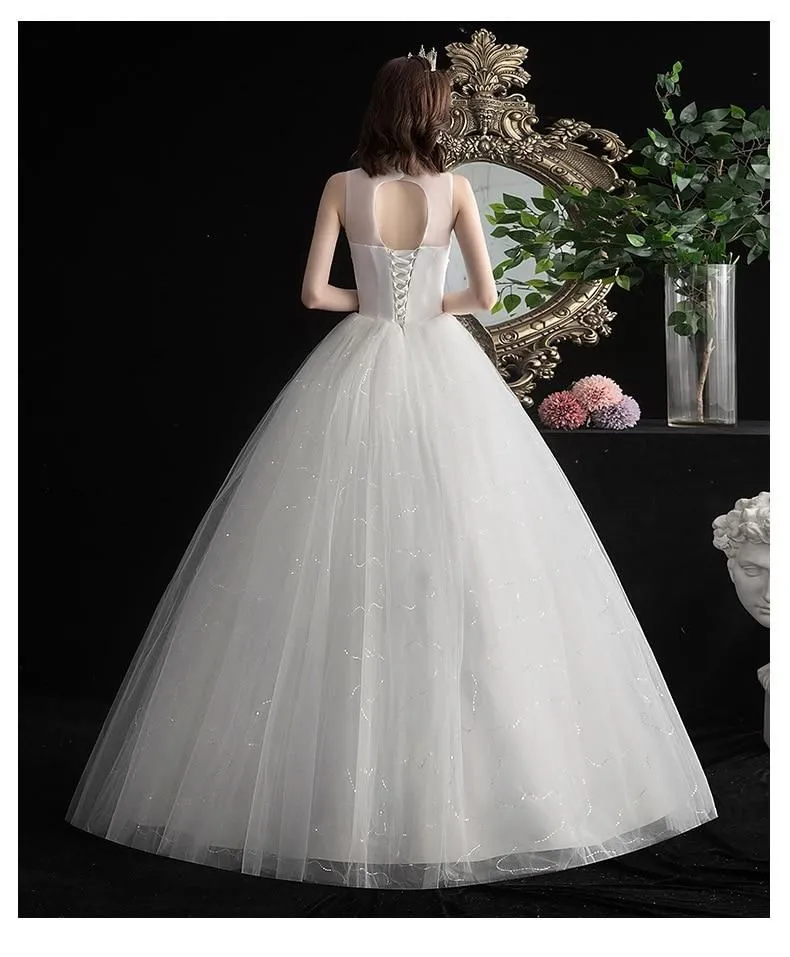Beautiful High Neck Wedding Dress Ball Gown
