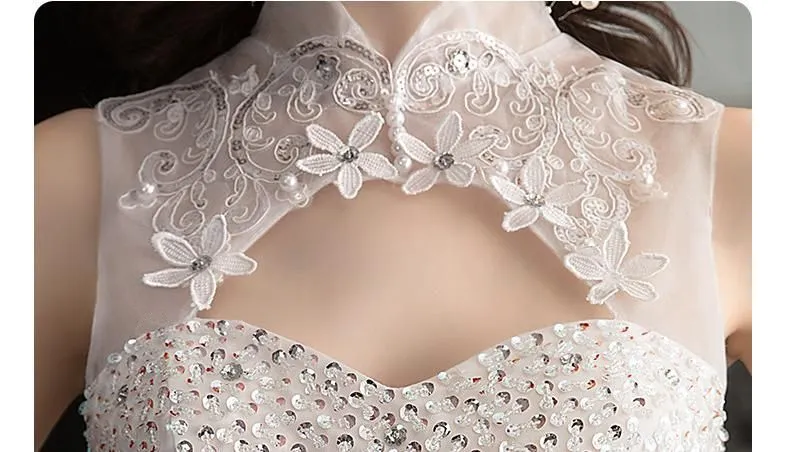 Beautiful High Neck Wedding Dress Ball Gown