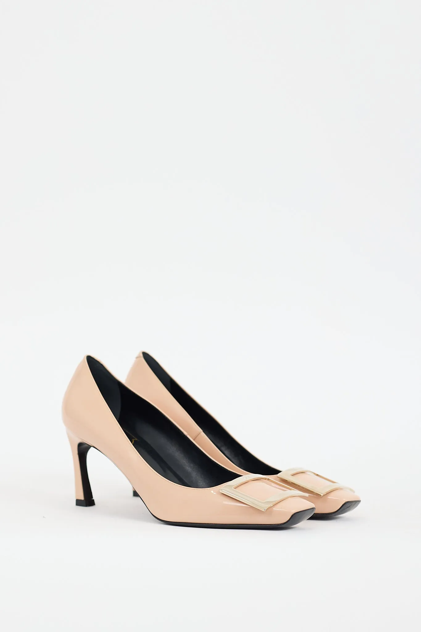 Beige Patent Leather Belle Vivier Trompette Heel