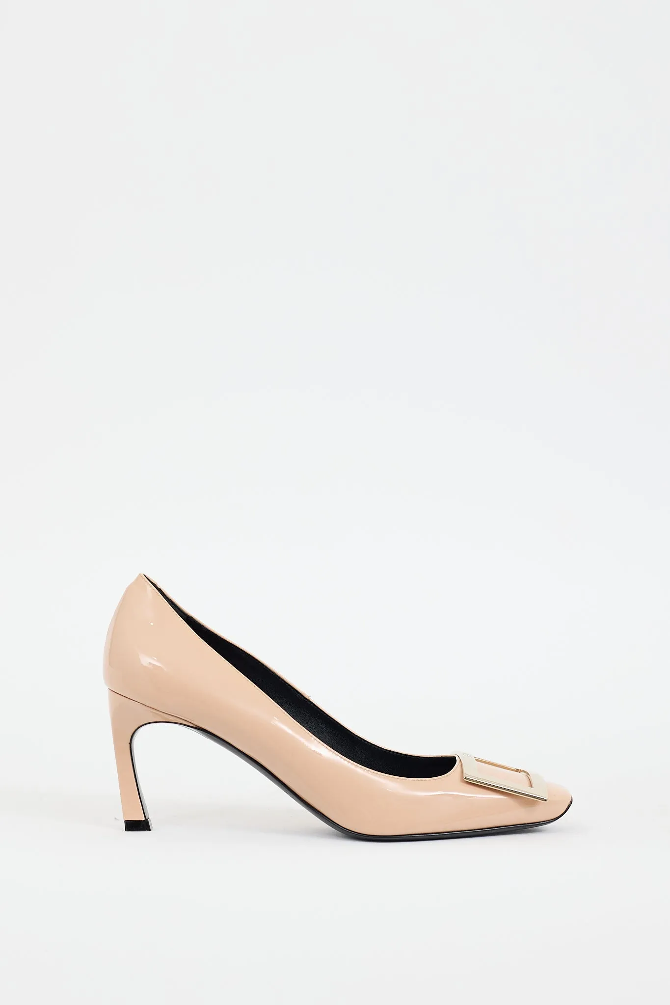 Beige Patent Leather Belle Vivier Trompette Heel