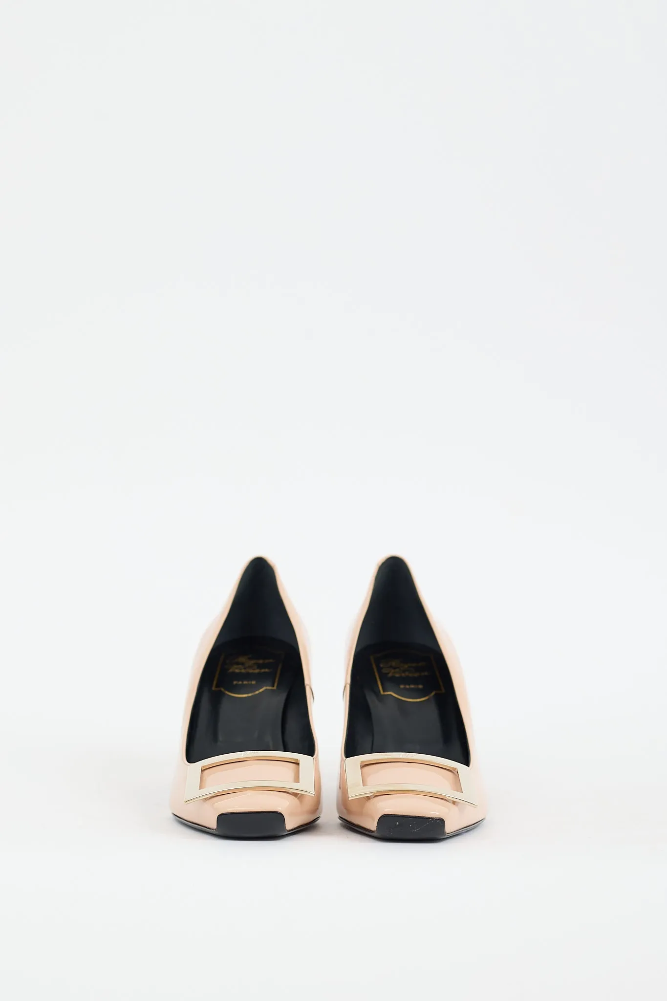 Beige Patent Leather Belle Vivier Trompette Heel