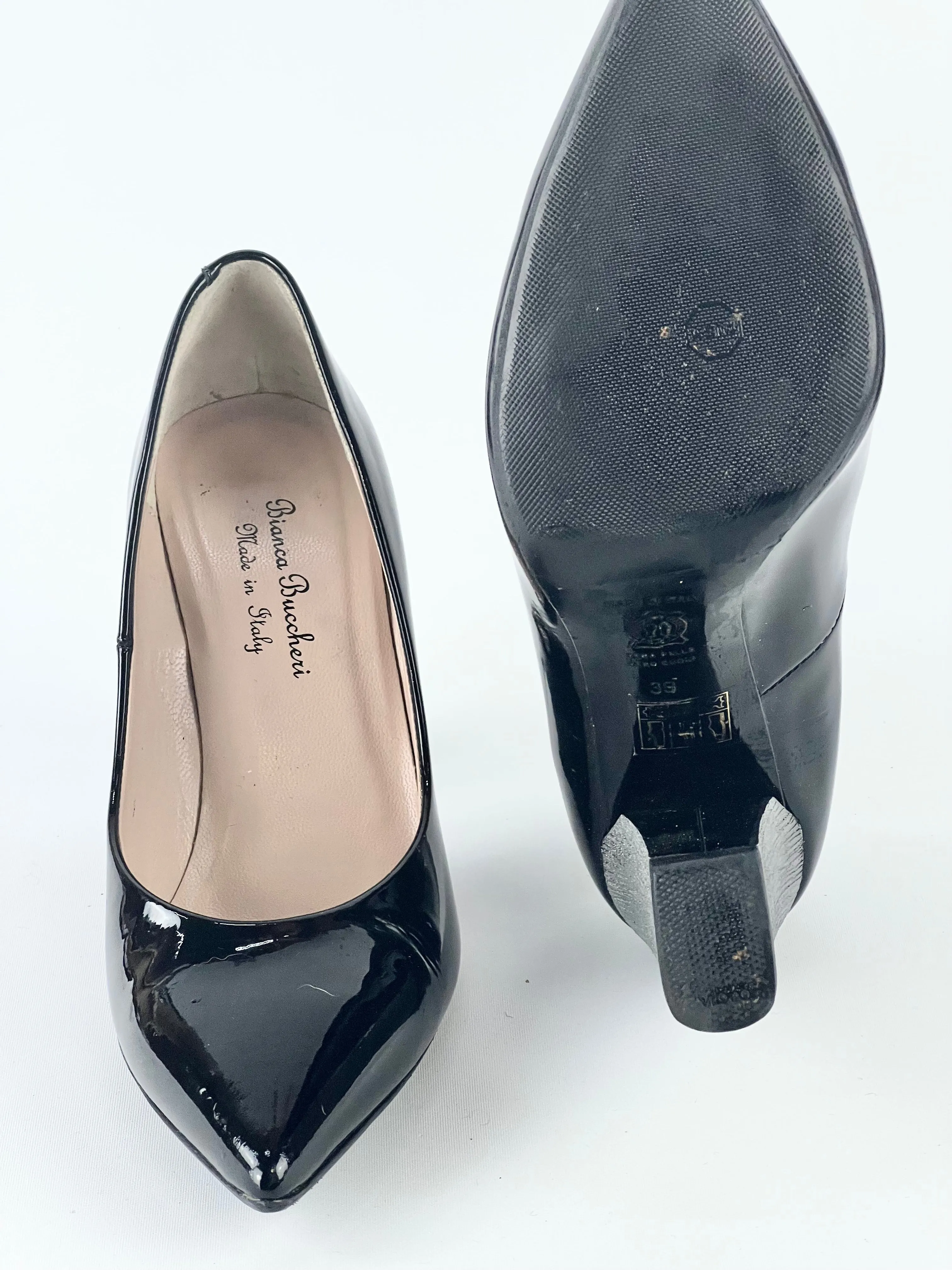 Bianca Buccheri 'Matera' Patent Leather & Silver Pumps - EU39