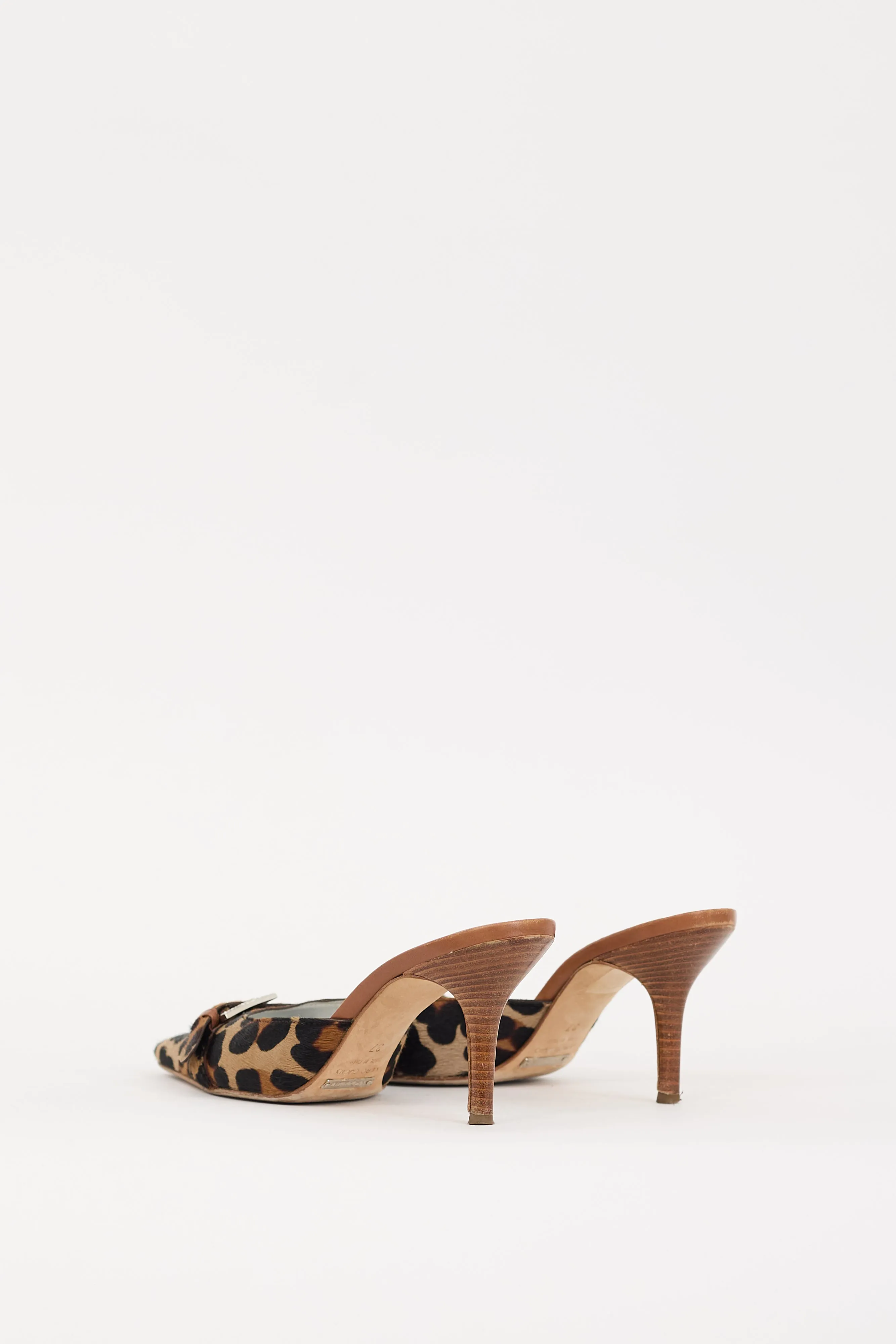 Black & Brown Printed Hair Heeled Mule
