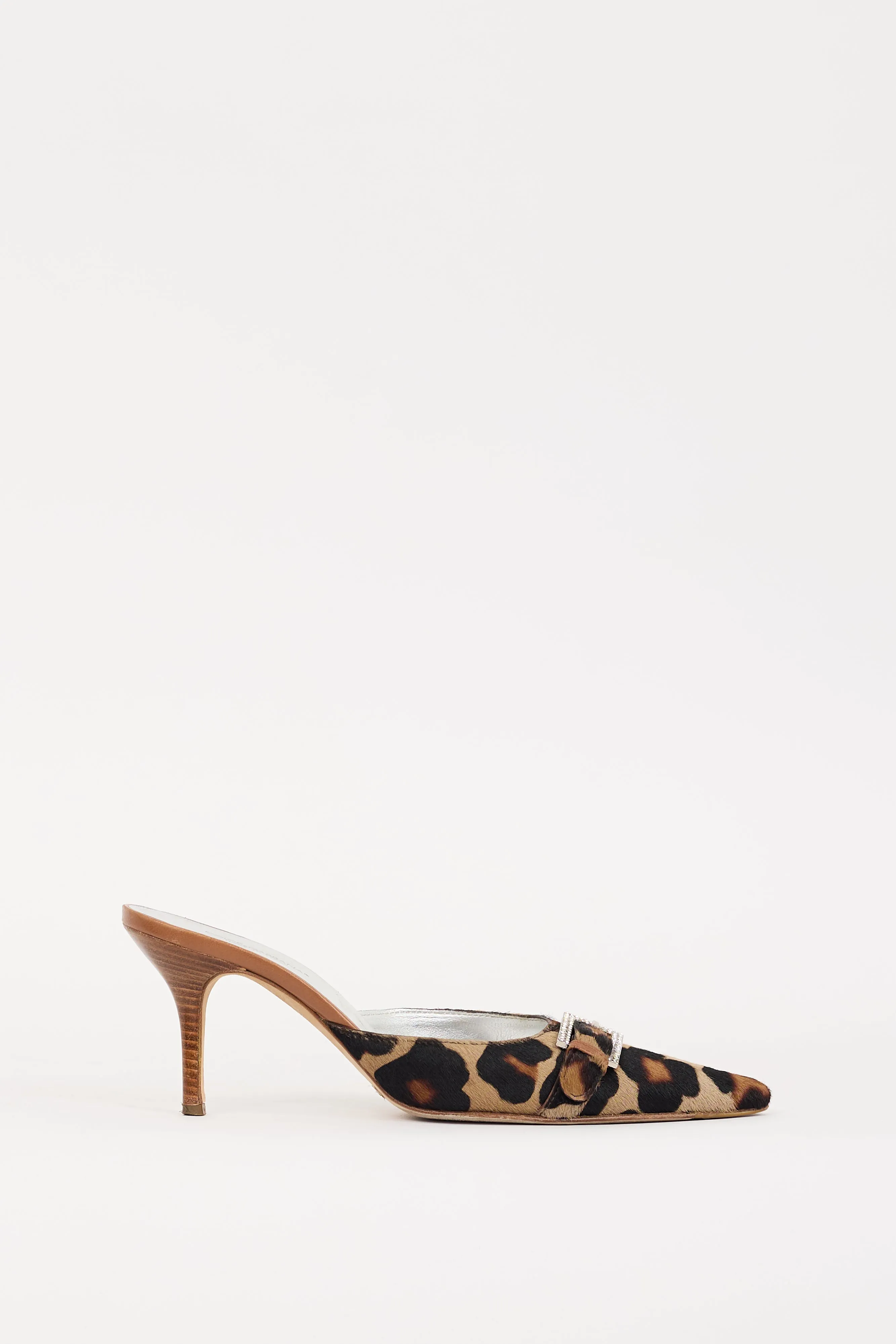 Black & Brown Printed Hair Heeled Mule