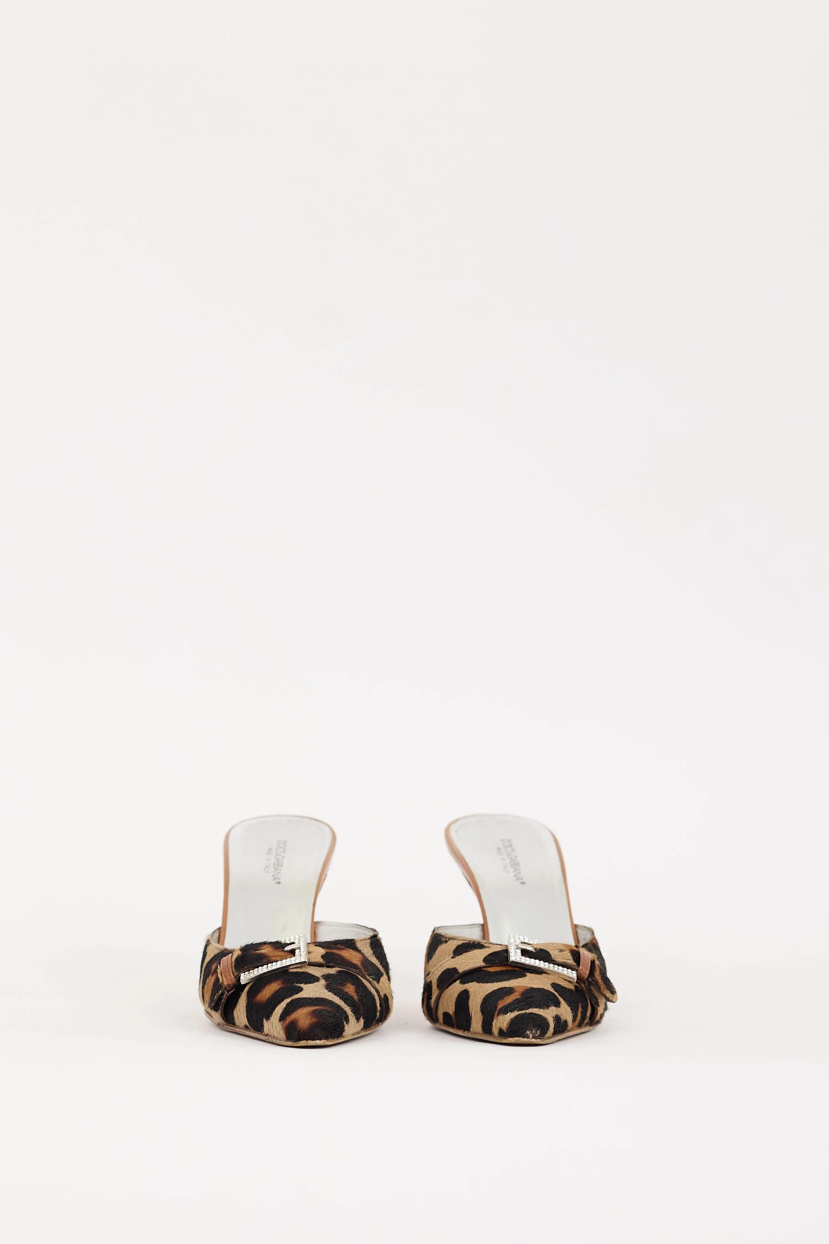 Black & Brown Printed Hair Heeled Mule