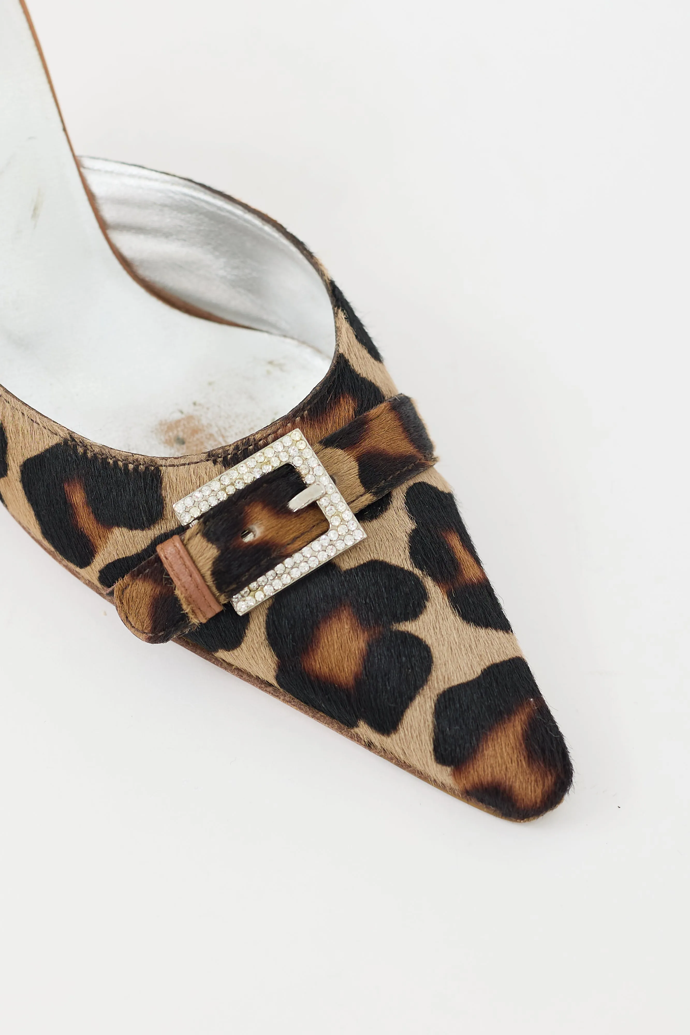 Black & Brown Printed Hair Heeled Mule