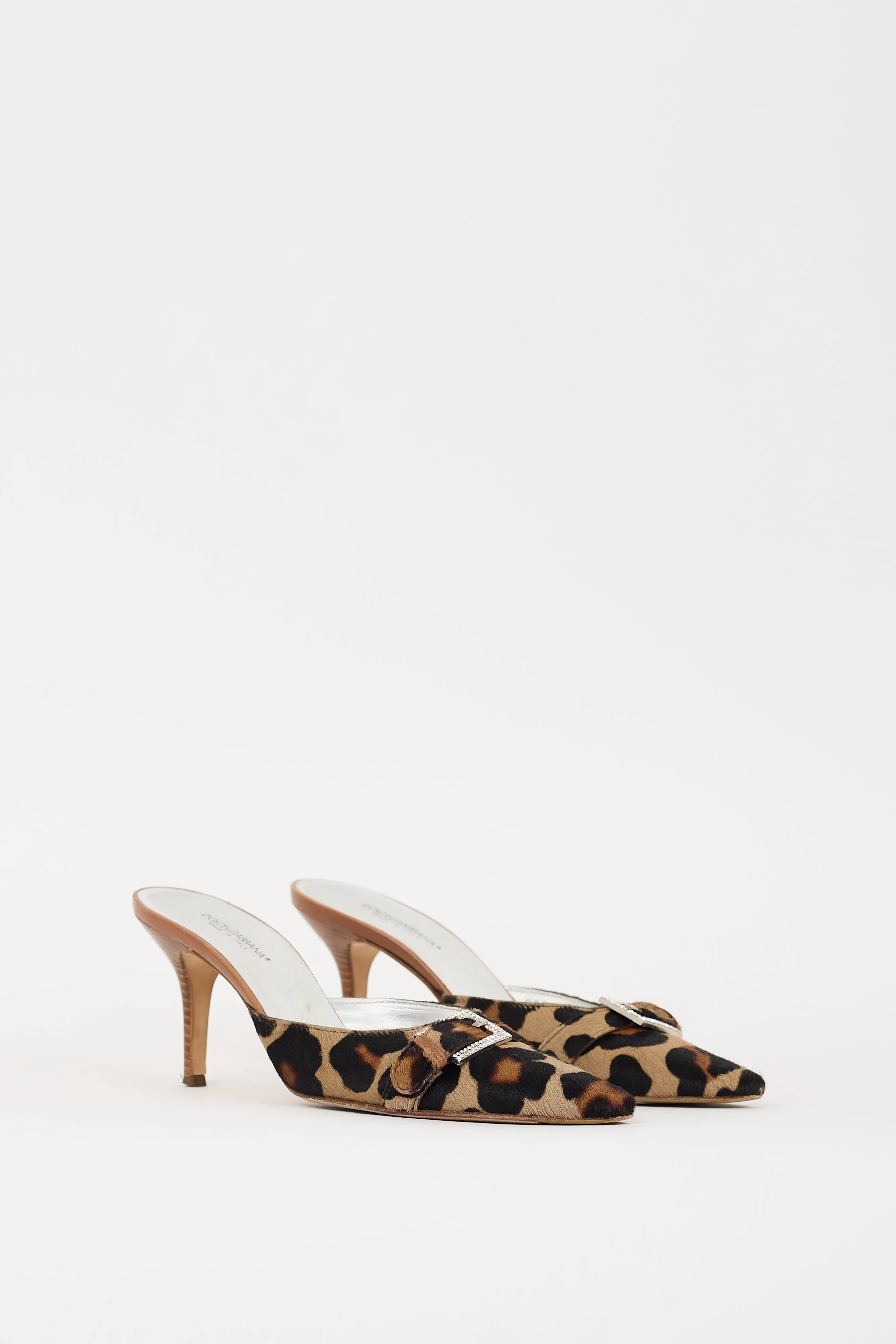 Black & Brown Printed Hair Heeled Mule