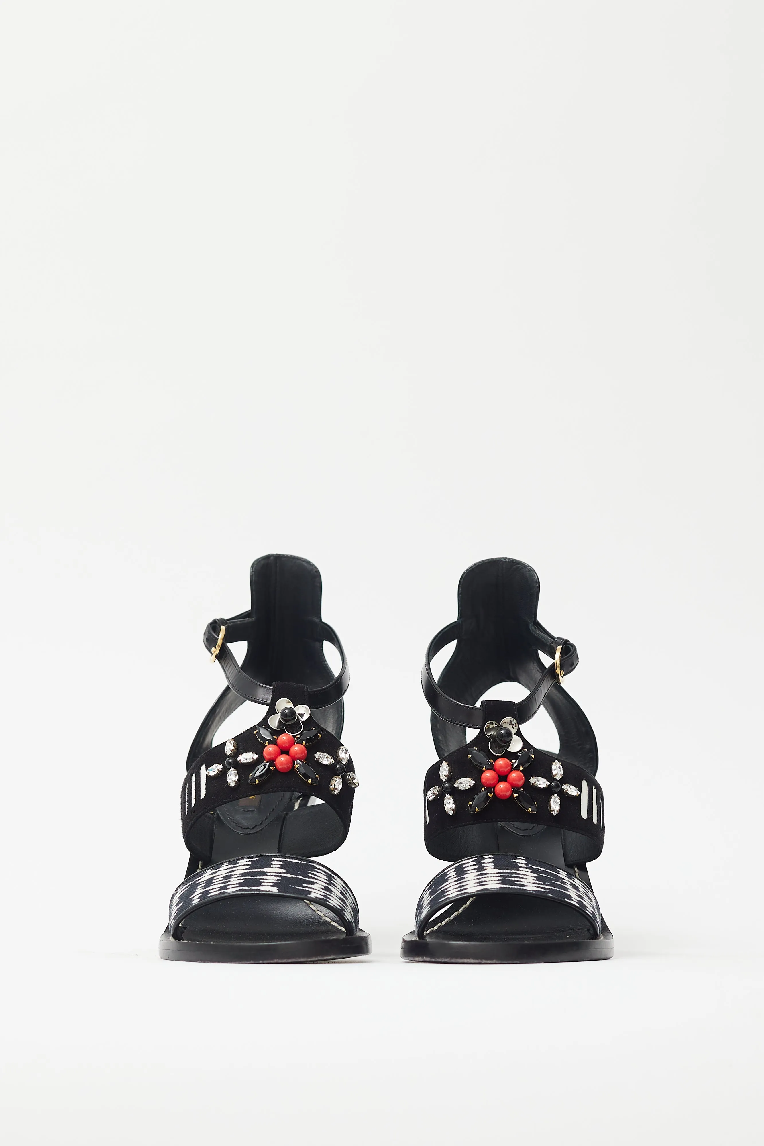 Black & Multicolour Embellished Heel