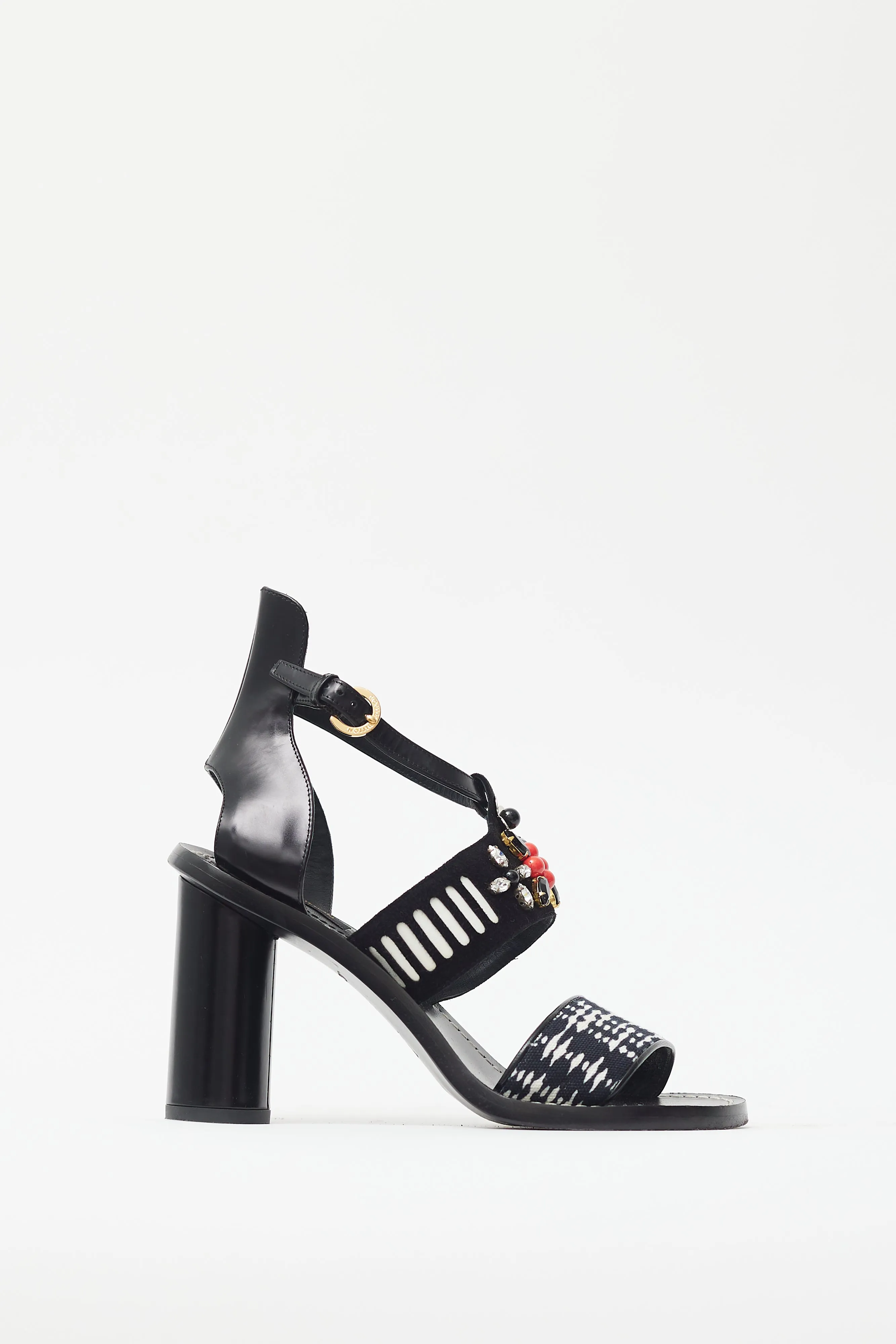 Black & Multicolour Embellished Heel