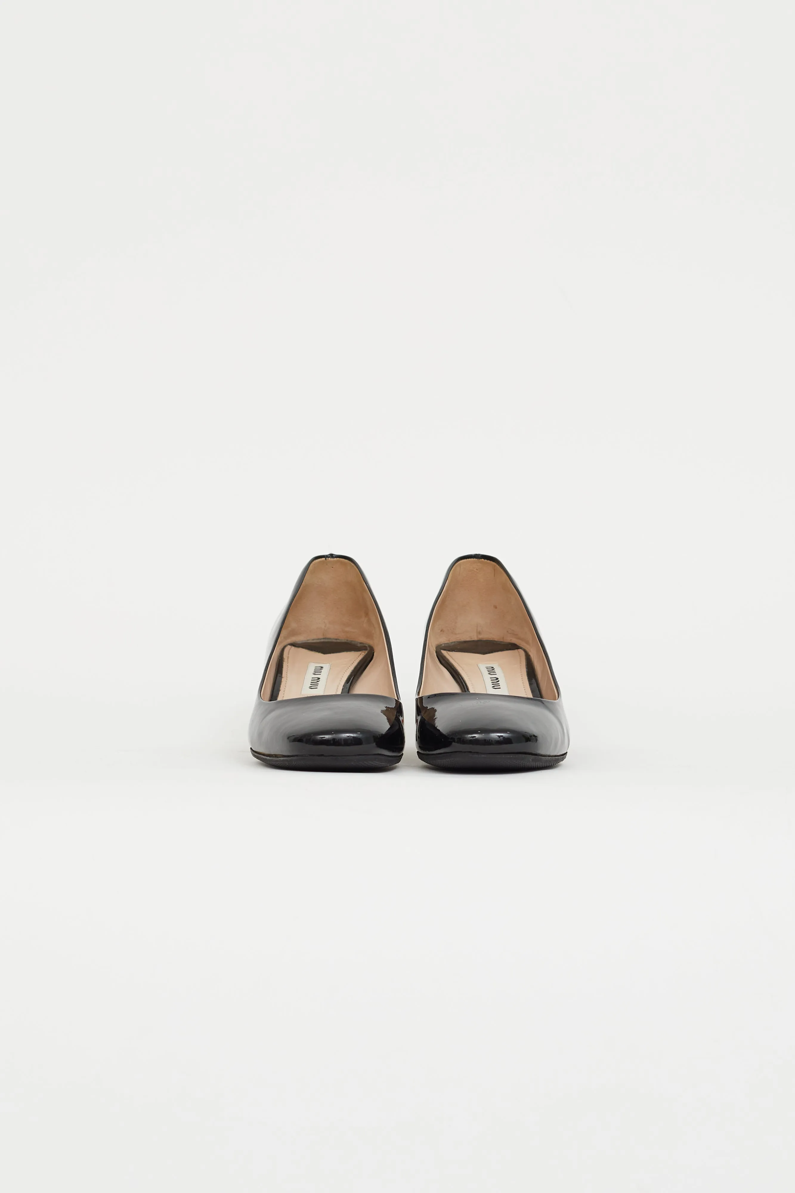 Black Patent Leather Embellished Heel Pump