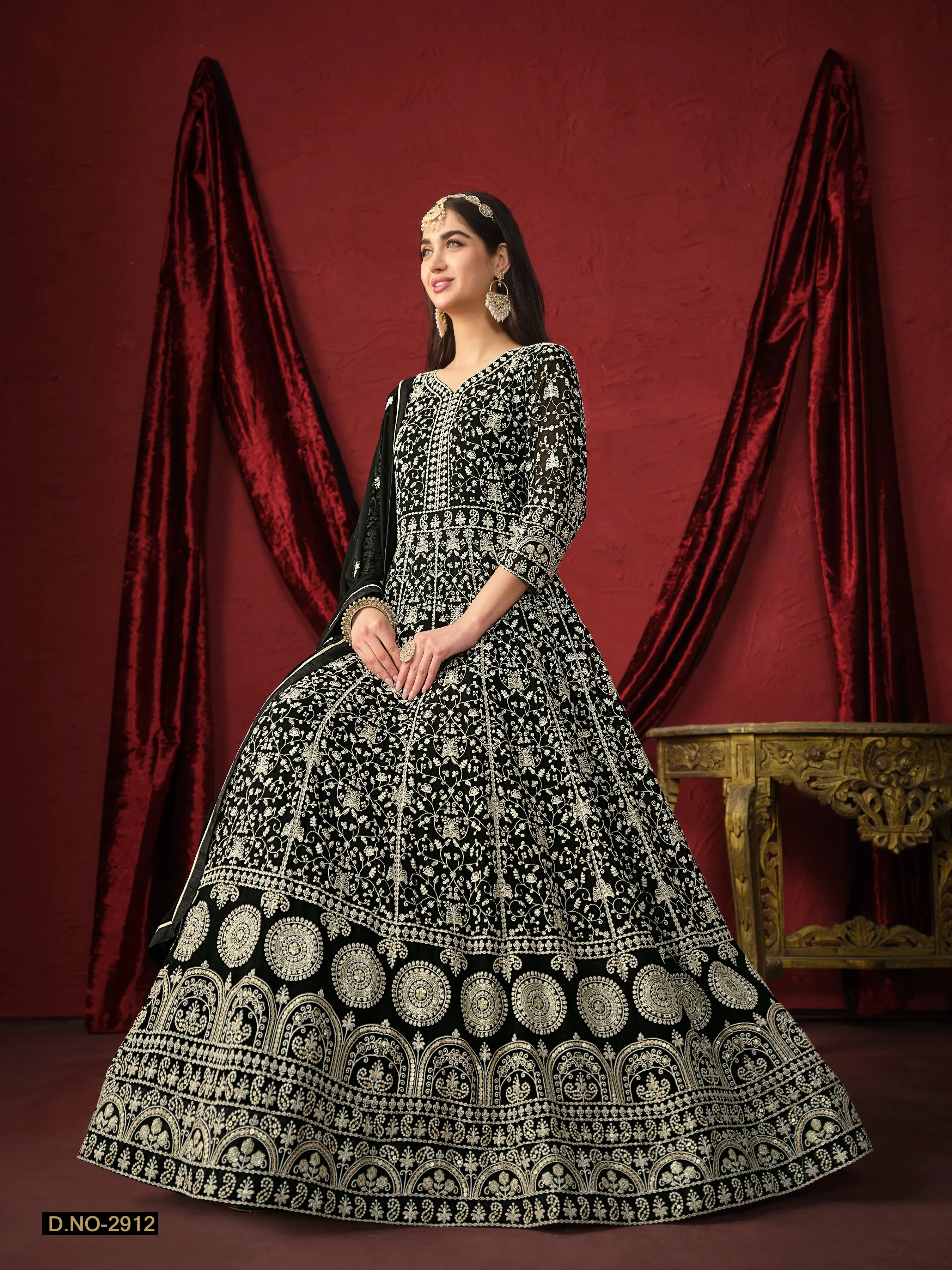 Black Pure Faux Georgette Long Floor Length Embroidered Work Readymade Gown