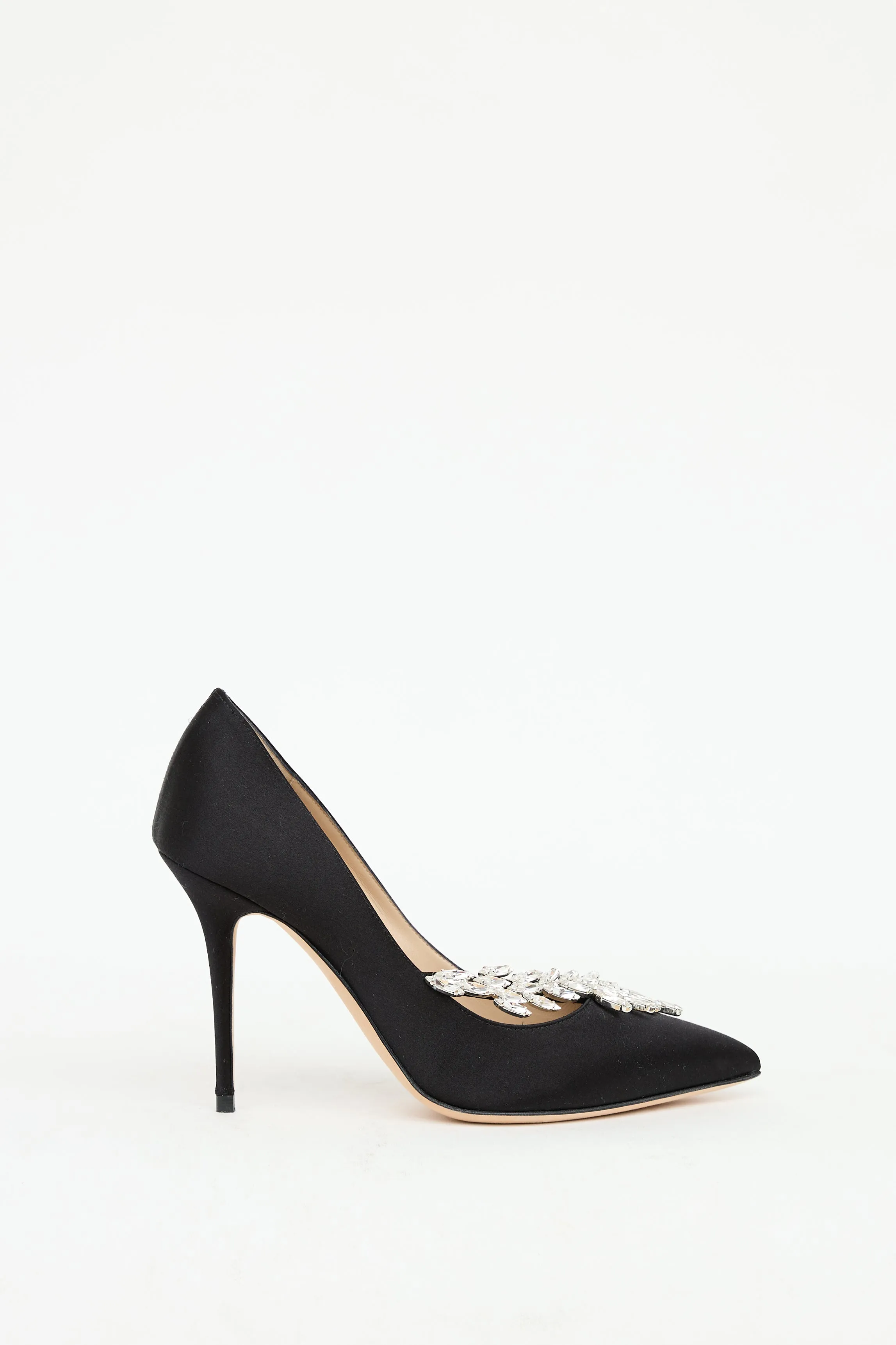 Black Satin & Crystal Nadira Pump