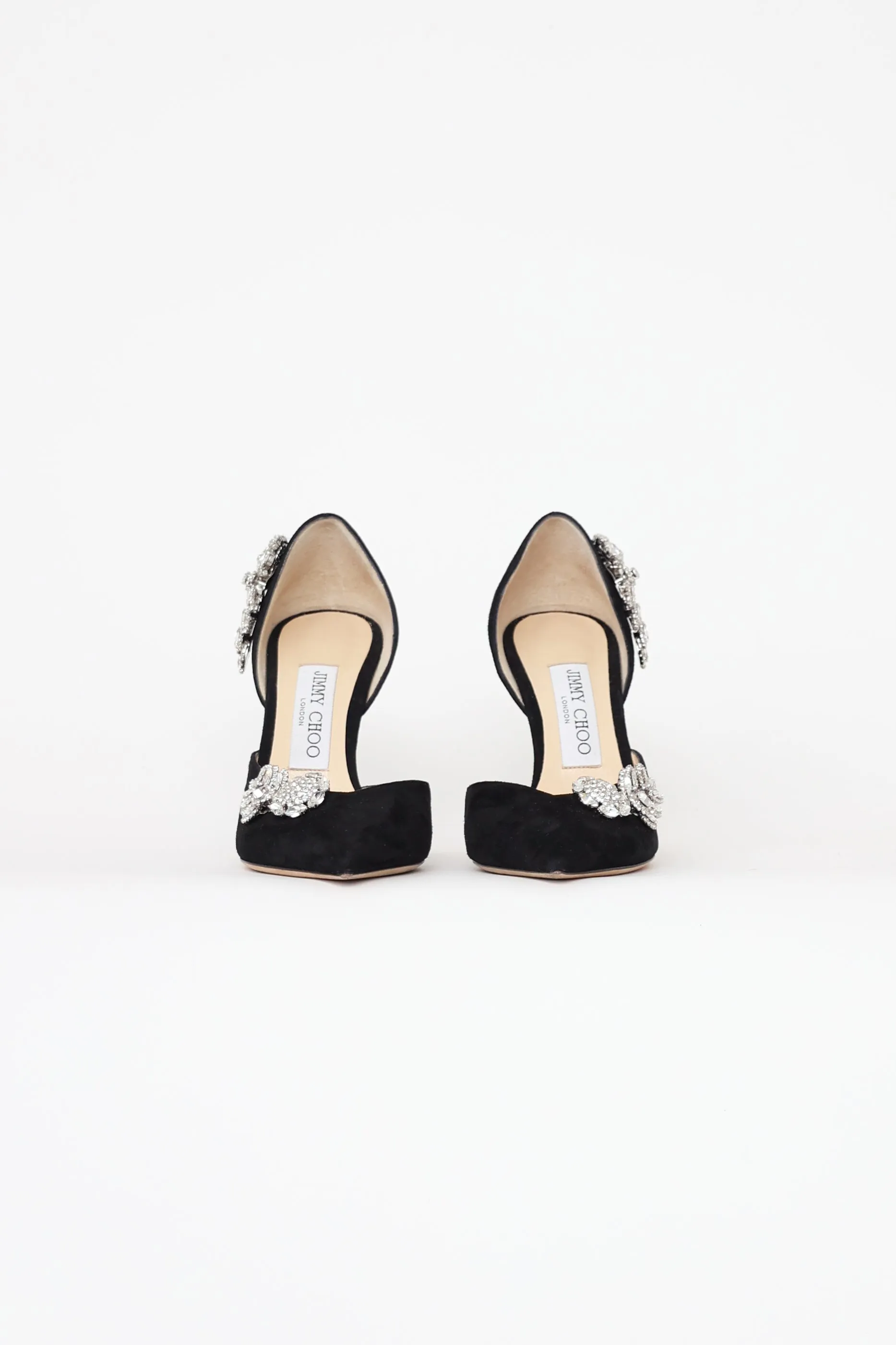 Black Teja D'Orsay Crystal Heels
