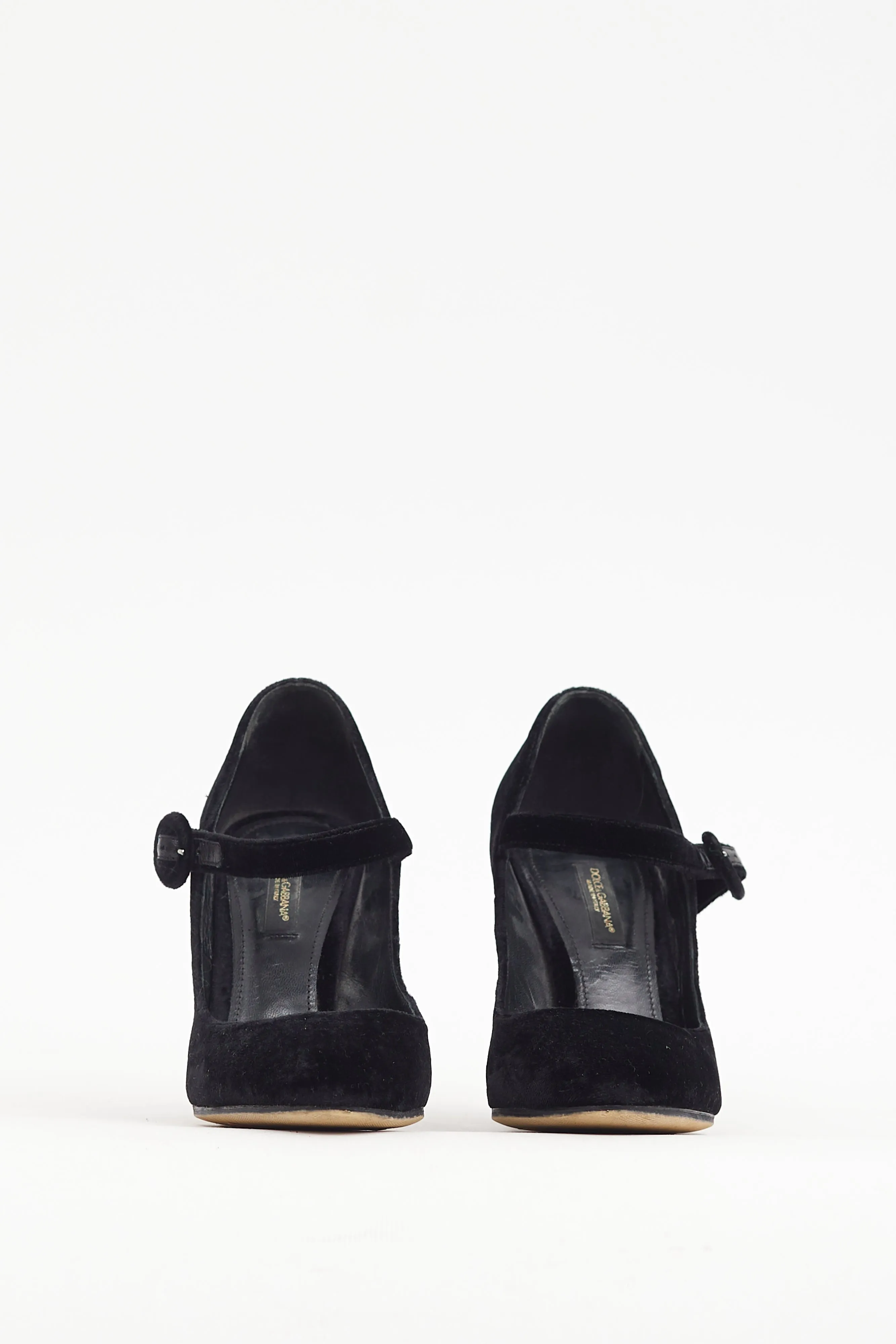 Black Velvet Crystal Embellished Mary Jane Heel