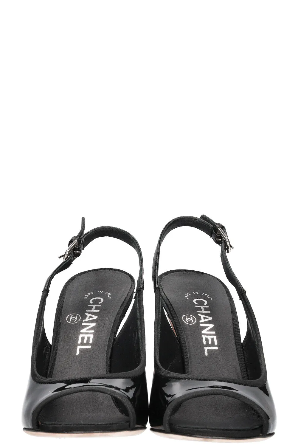 CHANEL CC Heels Patent Black