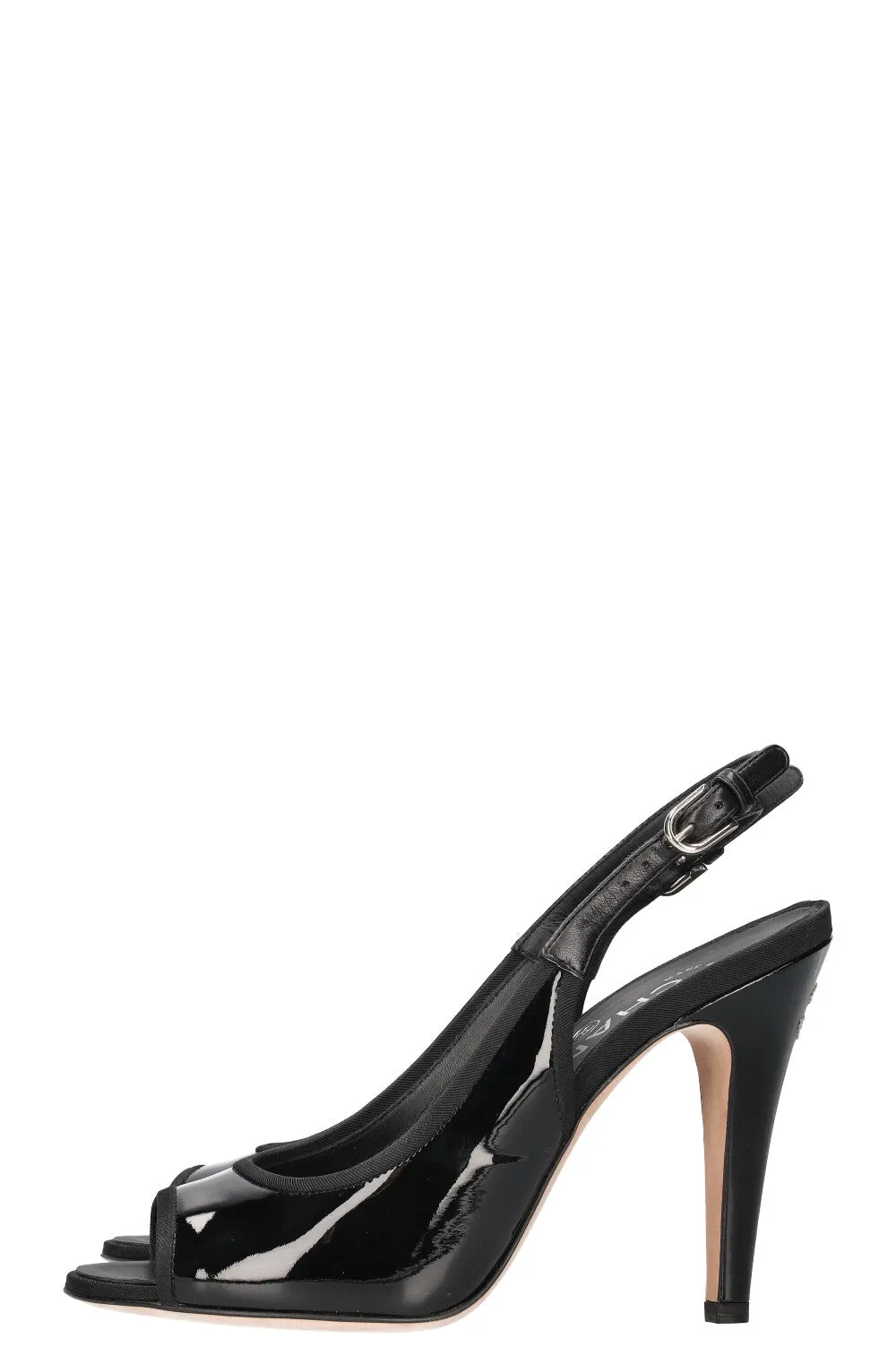 CHANEL CC Heels Patent Black