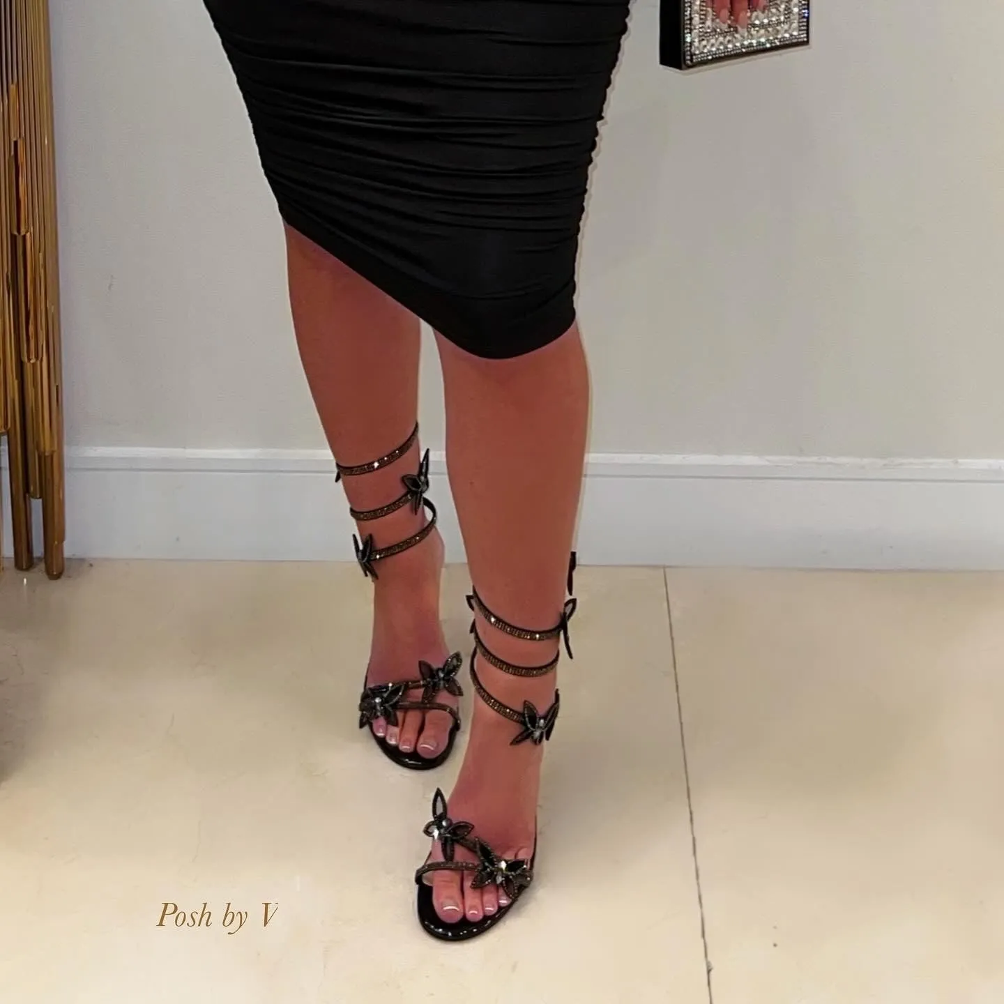 Crystal butterfly heels (Black)
