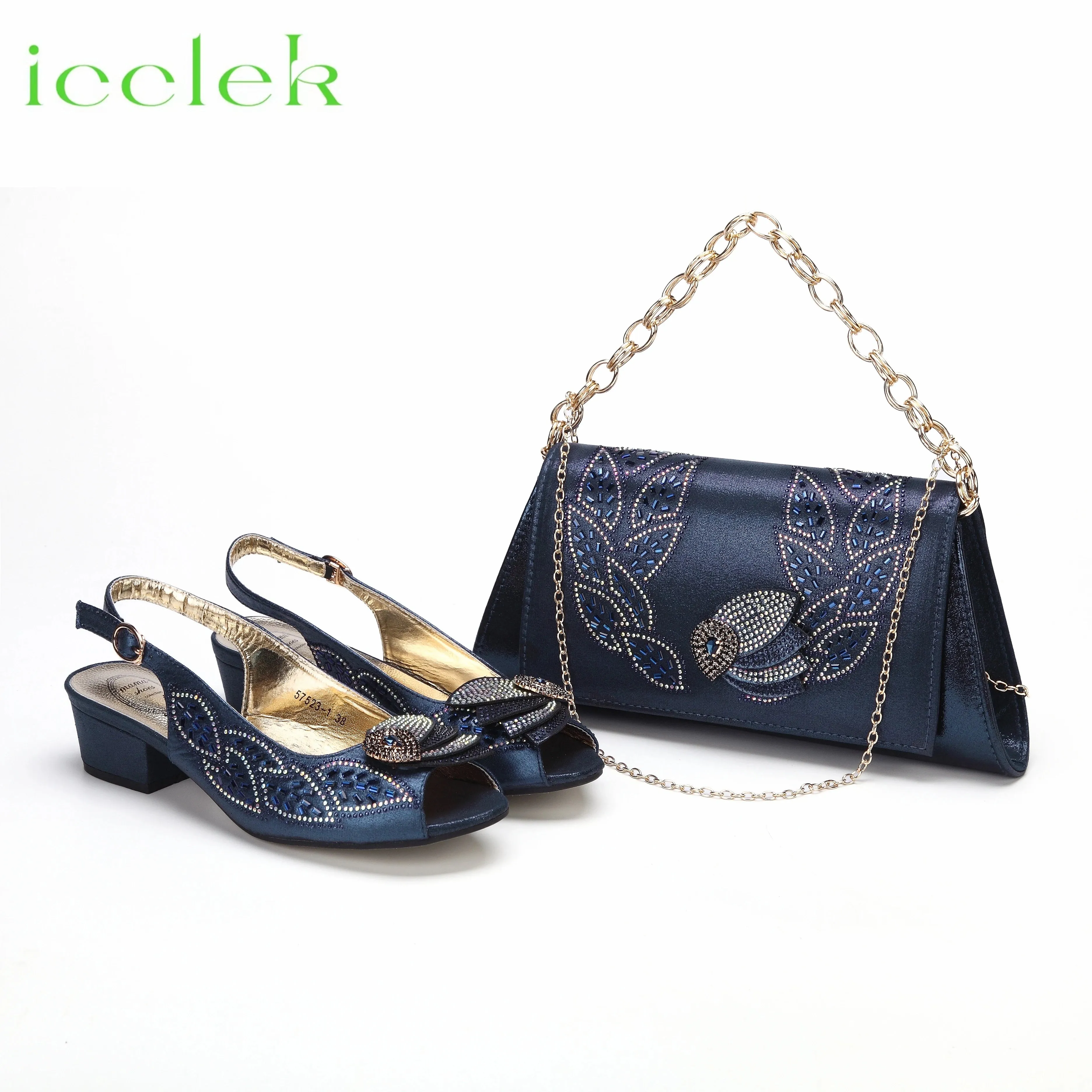 Elegant Low Heels Ladies Shoes And Bag Set