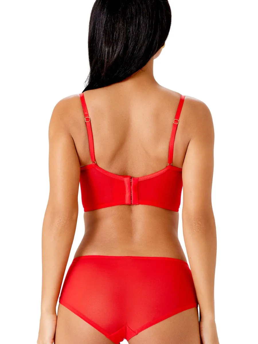 Encore Padded Longline Plunge Bra - Allure Red