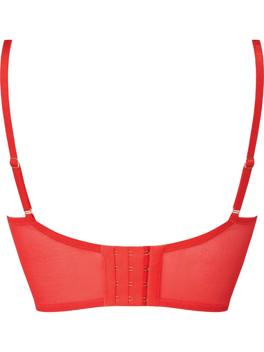 Encore Padded Longline Plunge Bra - Allure Red