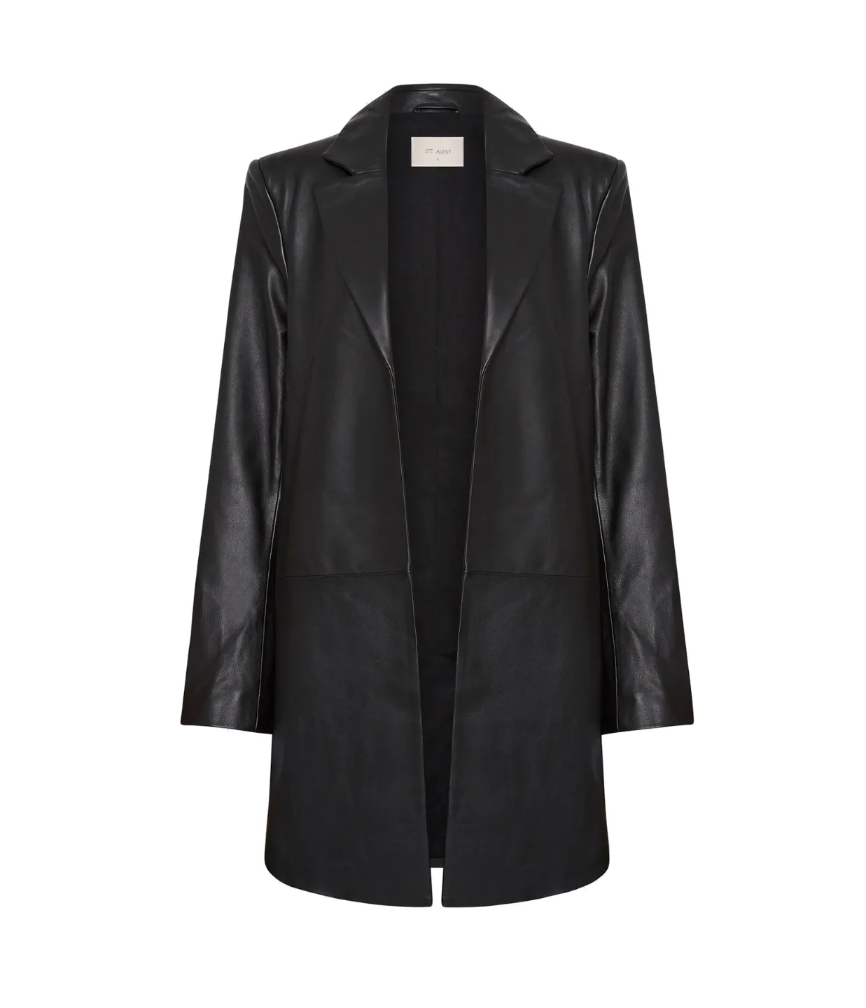 Leather Longline Jacket in Black