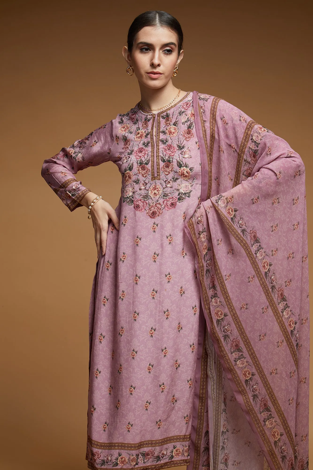 Pale Pink Color Suit Set
