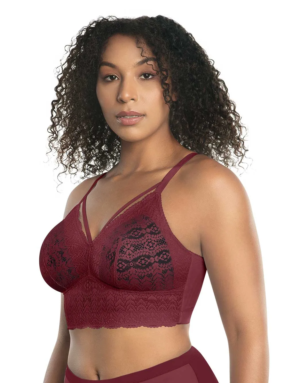 Parfait Mia Lace Wire-free Padded Lace Bralette - Rio Red