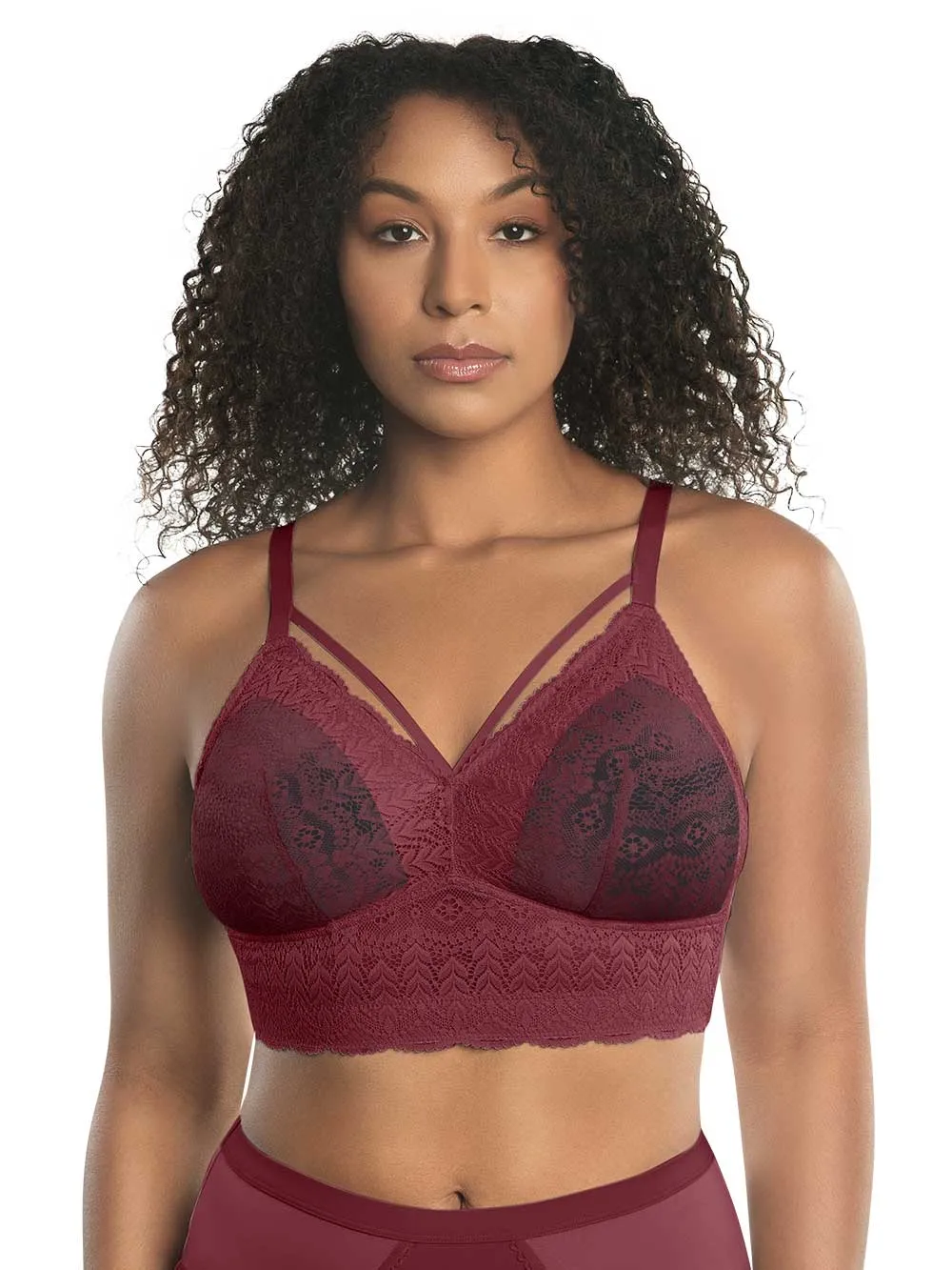Parfait Mia Lace Wire-free Padded Lace Bralette - Rio Red