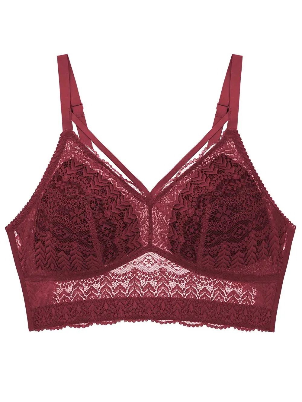 Parfait Mia Lace Wire-free Padded Lace Bralette - Rio Red
