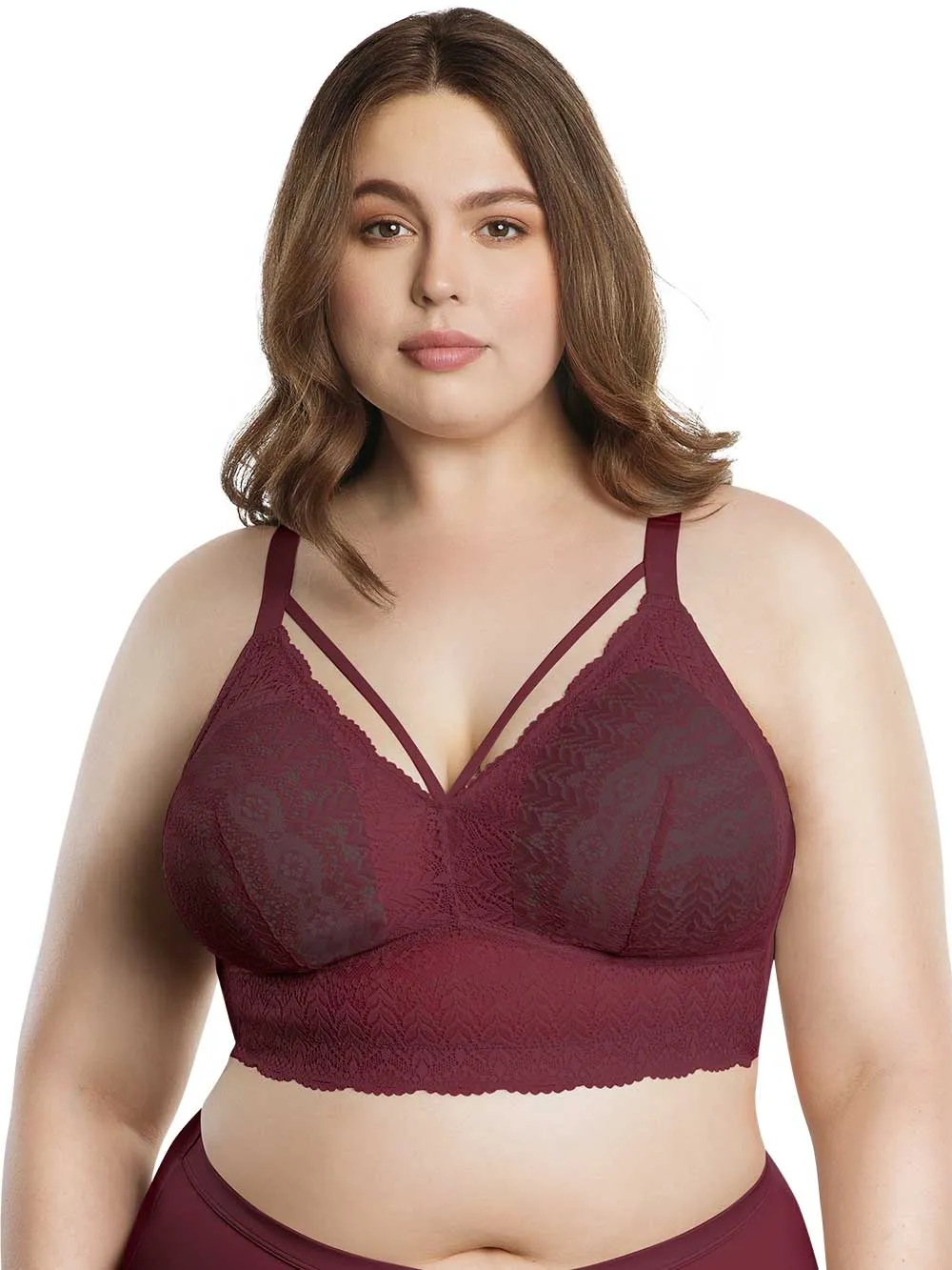 Parfait Mia Lace Wire-free Padded Lace Bralette - Rio Red