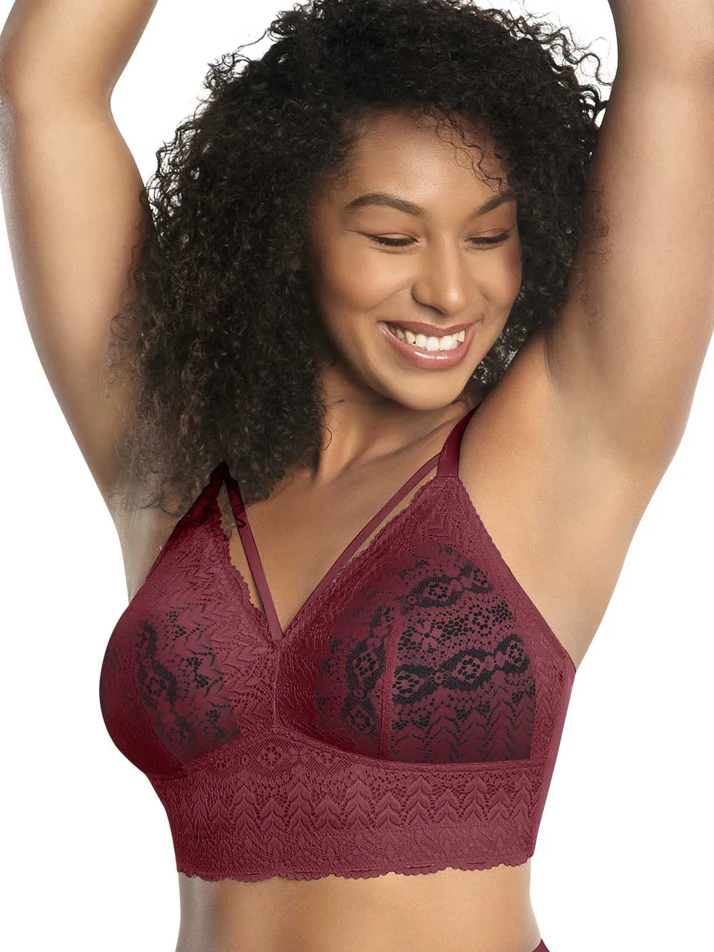 Parfait Mia Lace Wire-free Padded Lace Bralette - Rio Red