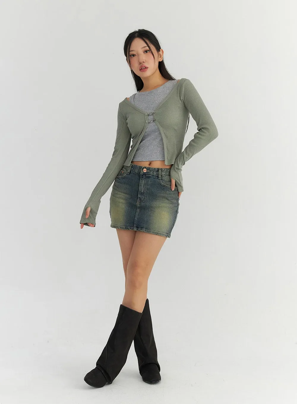 Rouched Faux Leather Boots CO304
