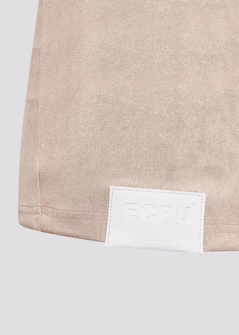 Sand Embroidered Suede Dress