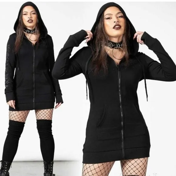 Werido Longline Hoodie | Black on Black Soft Cotton Oversized