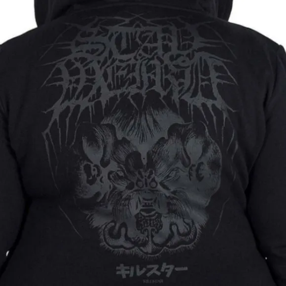 Werido Longline Hoodie | Black on Black Soft Cotton Oversized